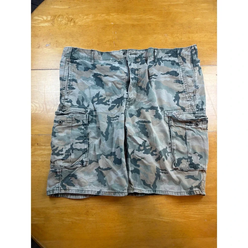 Levi Strauss Mens Camo Cargo Shorts Green Brown Cotton Twill Size 40 Camouflage